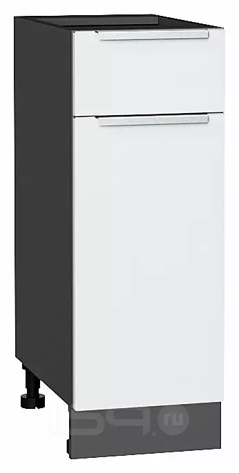 Шкаф нижний с 1-ой дверцей и ящиком Фьюжн Silky White Graphite 816*300*480