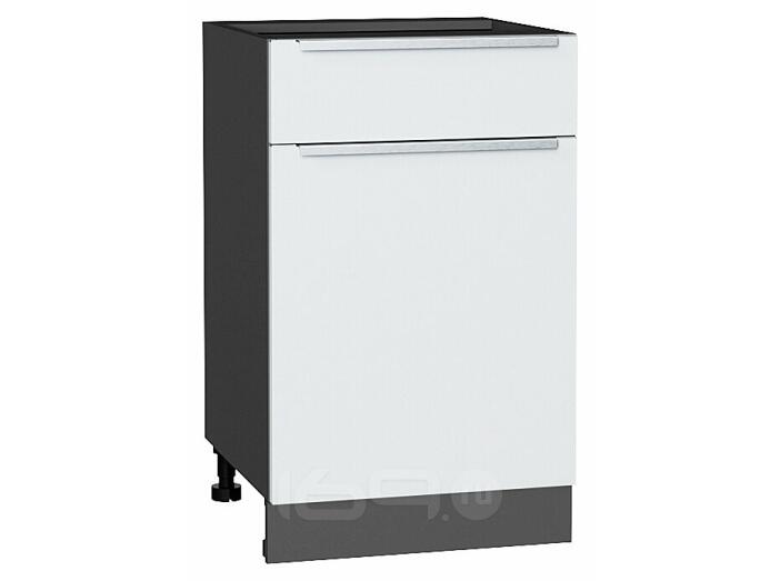 Шкаф нижний с 1-ой дверцей и ящиком Фьюжн Silky White Graphite 816*500*480