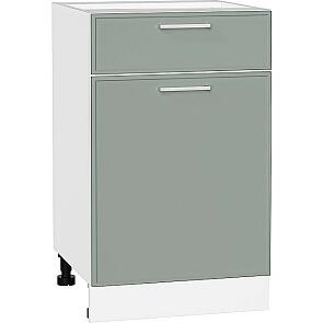 Шкаф нижний с 1-ой дверцей и ящиком Квадро Аквамарин/Белый 816*500*481