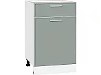 Шкаф нижний с 1-ой дверцей и ящиком Квадро Аквамарин/Белый 816*500*481