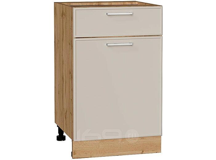 Шкаф нижний с 1-ой дверцей и ящиком Квадро Кашемир/Дуб Вотан 816*500*481