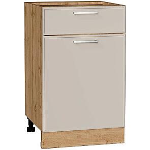 Шкаф нижний с 1-ой дверцей и ящиком Квадро Кашемир/Дуб Вотан 816*500*481