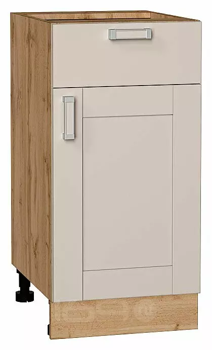 Шкаф нижний с 1-ой дверцей и ящиком Лофт Cream Silk/Дуб Вотан 816*400*478