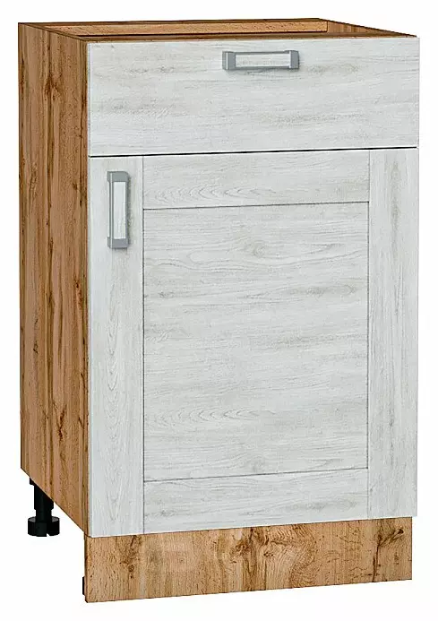 Шкаф нижний с 1-ой дверцей и ящиком Лофт Nordic Oak/Дуб Вотан 816*500*480