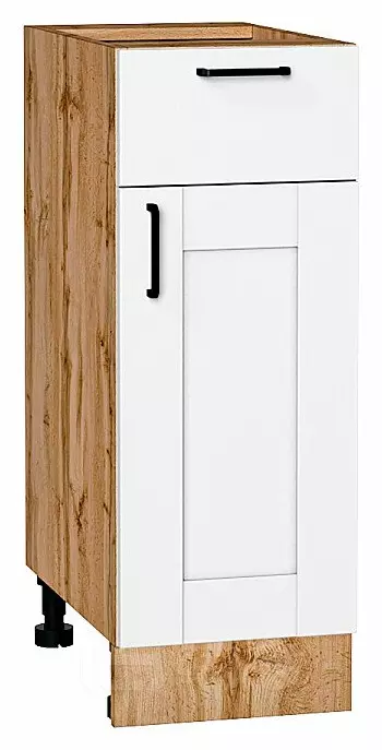 Шкаф нижний с 1-ой дверцей и ящиком Лофт Super White Дуб Вотан 816*300*480