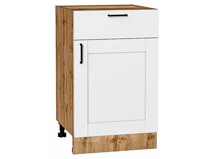 Шкаф нижний с 1-ой дверцей и ящиком Лофт Super White Дуб Вотан 816*500*480