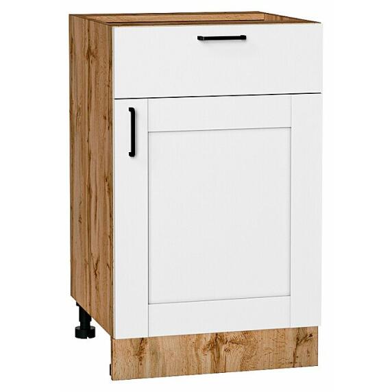 Шкаф нижний с 1-ой дверцей и ящиком Лофт Super White Дуб Вотан 816*500*480