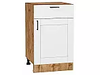 Шкаф нижний с 1-ой дверцей и ящиком Лофт Super White Дуб Вотан 816*500*480