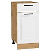 Шкаф нижний с 1-ой дверцей и ящиком Нео White Silk/Дуб Вотан 816*400*478