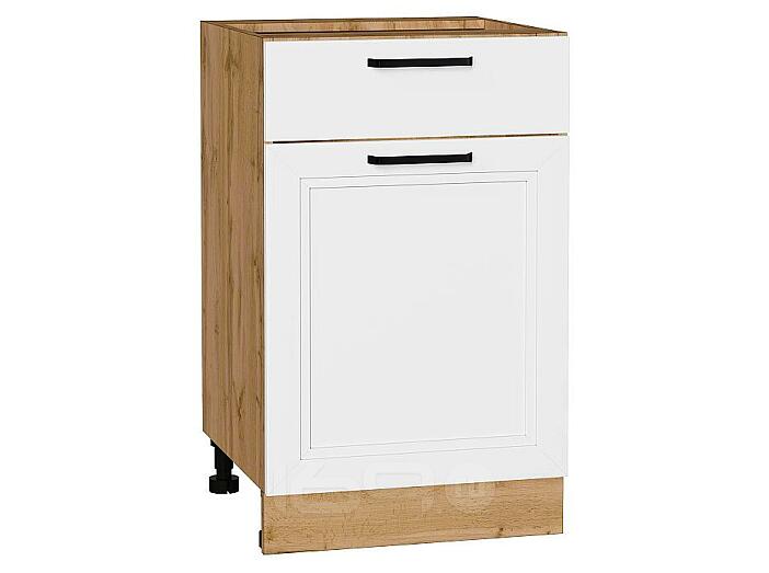 Шкаф нижний с 1-ой дверцей и ящиком Нео White Silk/Дуб Вотан 816*500*480