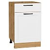 Шкаф нижний с 1-ой дверцей и ящиком Нео White Silk/Дуб Вотан 816*500*480