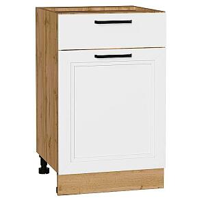 Шкаф нижний с 1-ой дверцей и ящиком Нео White Silk/Дуб Вотан 816*500*480