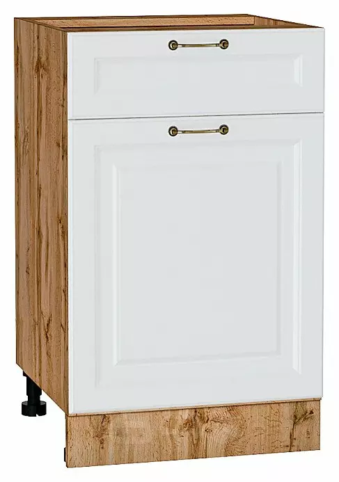 Шкаф нижний с 1-ой дверцей и ящиком Ницца Белый/Дуб Вотан 816*500*478