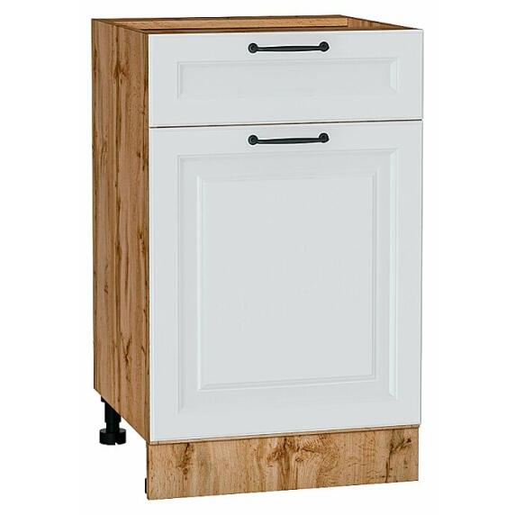 Шкаф нижний с 1-ой дверцей и ящиком Ницца Blanco/Дуб Вотан 816*500*478
