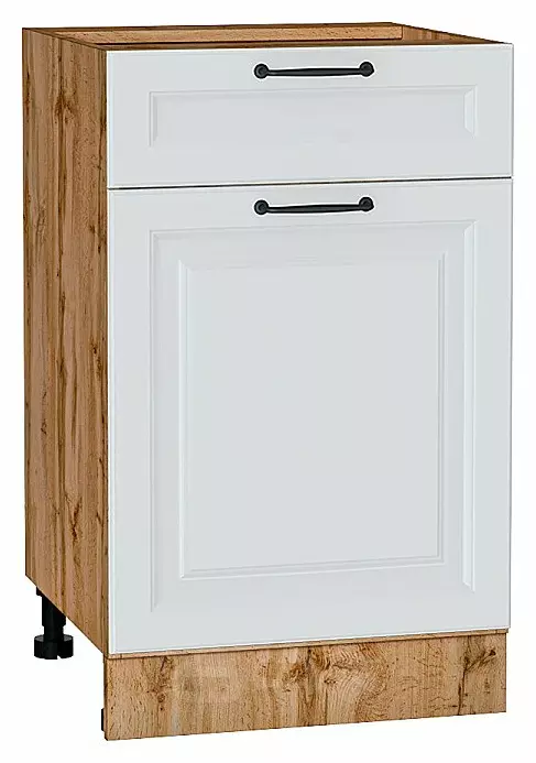 Шкаф нижний с 1-ой дверцей и ящиком Ницца Blanco/Дуб Вотан 816*500*478