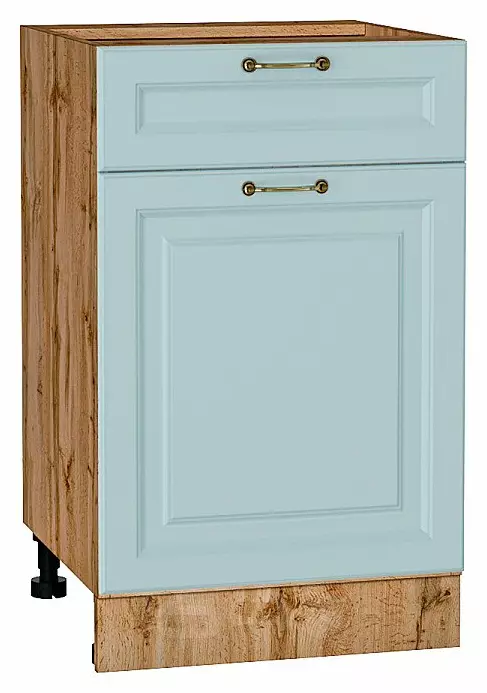 Шкаф нижний с 1-ой дверцей и ящиком Ницца Голубой/Дуб Вотан 816*500*478