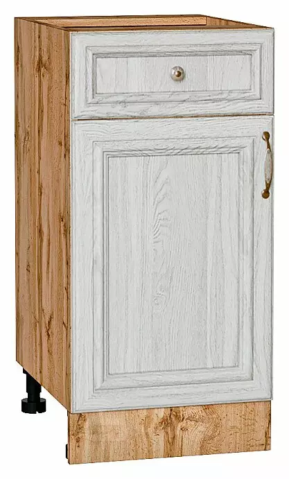 Шкаф нижний с 1-ой дверцей и ящиком Шале White Dreamline Дуб Вотан 816*400*478
