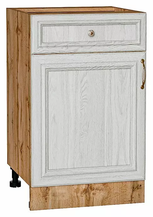 Шкаф нижний с 1-ой дверцей и ящиком Шале White Dreamline Дуб Вотан 816*500*480
