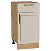 Шкаф нижний с 1-ой дверцей и ящиком Сканди Cream Silkwood/Дуб Вотан 816*400*480