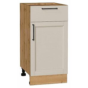 Шкаф нижний с 1-ой дверцей и ящиком Сканди Cream Silkwood/Дуб Вотан 816*400*480