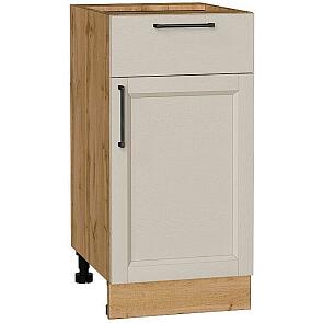 Шкаф нижний с 1-ой дверцей и ящиком Сканди Cream Silkwood/Дуб Вотан 816*400*480