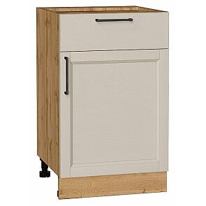 Шкаф нижний с 1-ой дверцей и ящиком Сканди Cream Silkwood/Дуб Вотан 816*500*480
