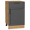 Шкаф нижний с 1-ой дверцей и ящиком Сканди Stormy Silkwood/Дуб Вотан 816*500*480