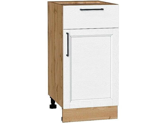Шкаф нижний с 1-ой дверцей и ящиком Сканди White Silkwood/Дуб Вотан 816*400*480