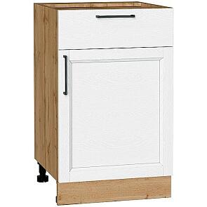 Шкаф нижний с 1-ой дверцей и ящиком Сканди White Silkwood/Дуб Вотан 816*500*480