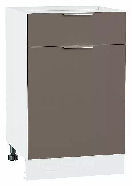 Шкаф нижний с 1-ой дверцей и ящиком Терра Смоки Софт Белый 816*500*478