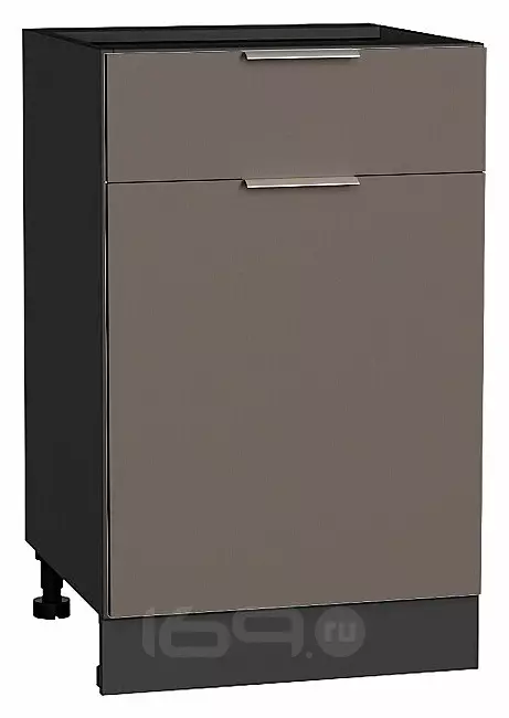 Шкаф нижний с 1-ой дверцей и ящиком Терра Смоки Софт Graphite 816*500*478