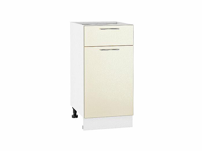 Шкаф нижний с 1-ой дверцей и ящиком Валерия-М Бежевый металлик Белый 816*400*478