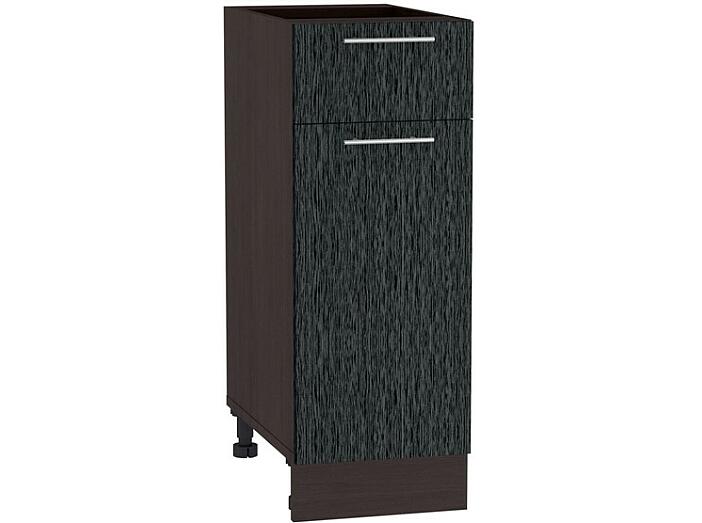 Шкаф нижний с 1-ой дверцей и ящиком Валерия-М Н 301 Черный металлик дождь-Венге
