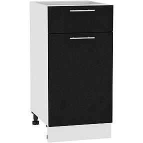 Шкаф нижний с 1-ой дверцей и ящиком Валерия-М Н 401 Черный металлик-Белый
