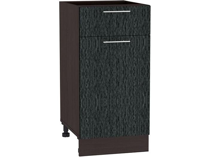 Шкаф нижний с 1-ой дверцей и ящиком Валерия-М Н 401 Черный металлик дождь-Венге