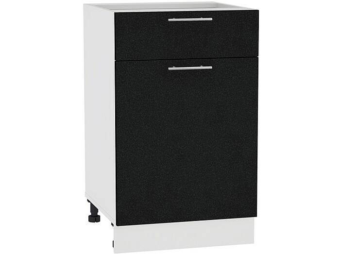 Шкаф нижний с 1-ой дверцей и ящиком Валерия-М Н 501 Черный металлик-Белый