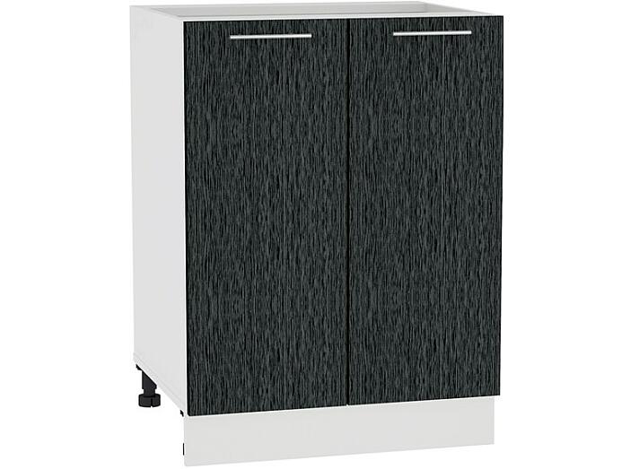 Шкаф нижний с 2-мя дверцами Валерия-М Н 600 Черный металлик дождь-Белый