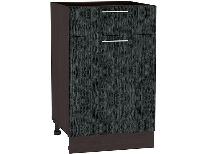 Шкаф нижний с 1-ой дверцей и ящиком Валерия-М Н 501 Черный металлик дождь-Венге