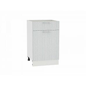 Шкаф нижний с 1-ой дверцей и ящиком Валерия-М Н 501 Серый металлик дождь светлый-Белый