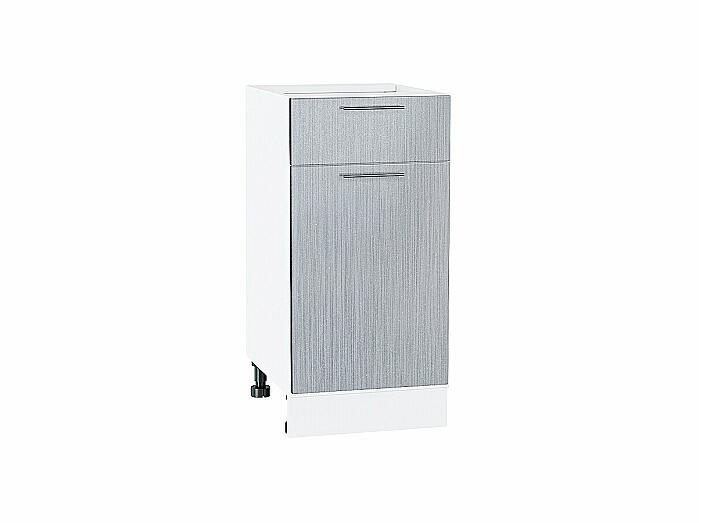 Шкаф нижний с 1-ой дверцей и ящиком Валерия-М Серый металлик дождь светлый Белый 816*400*478