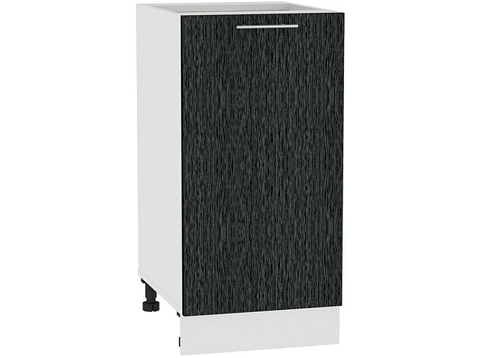 Шкаф нижний с 1-ой дверцей Валерия-М Н 400 Черный металлик дождь-Белый