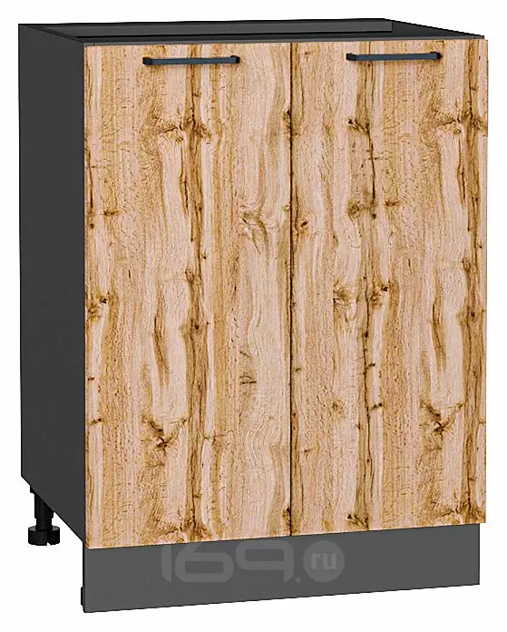 Шкаф нижний с 2-мя дверцами Флэт Wotan Oak 2S/Graphite 816*600*478
