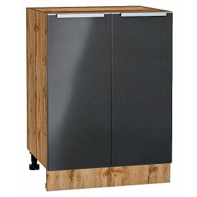 Шкаф нижний с 2-мя дверцами Фьюжн Anthracite Дуб Вотан 816*600*480