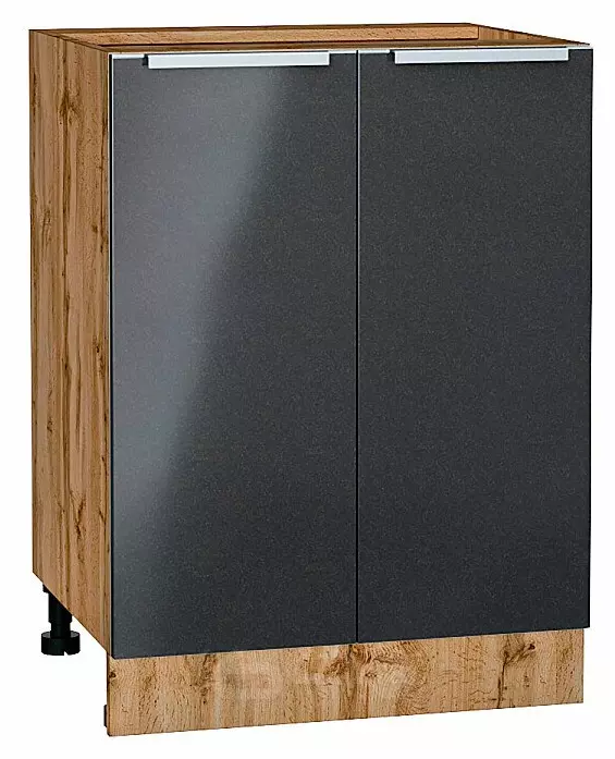Шкаф нижний с 2-мя дверцами Фьюжн Anthracite Дуб Вотан 816*600*480