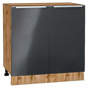 Шкаф нижний с 2-мя дверцами Фьюжн Anthracite Дуб Вотан 816*800*480