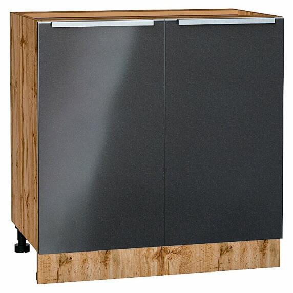 Шкаф нижний с 2-мя дверцами Фьюжн Anthracite Дуб Вотан 816*800*480