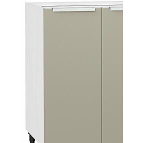 Шкаф нижний с 2-мя дверцами Фьюжн Н 600 Silky Grey-Белый