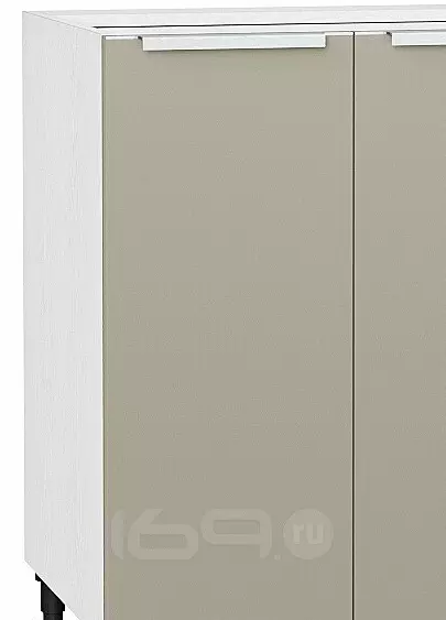 Шкаф нижний с 2-мя дверцами Фьюжн Н 600 Silky Grey-Белый