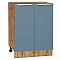 Шкаф нижний с 2-мя дверцами Фьюжн Silky Blue Дуб Вотан 816*600*480 Шкаф нижний с 2-мя дверцами Фьюжн Silky Blue Дуб Вотан 816*600*480