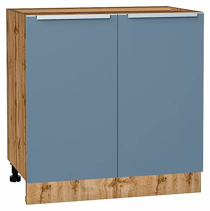 Шкаф нижний с 2-мя дверцами Фьюжн Silky Blue Дуб Вотан 816*800*480